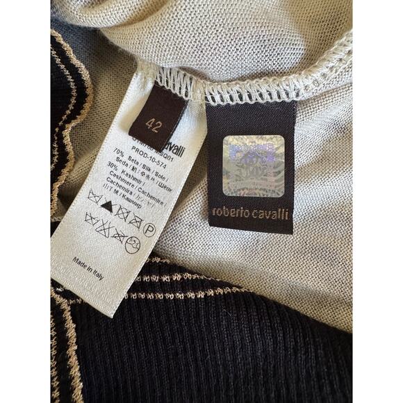 Roberto Cavalli Cashmere & Silk Cardigan 42 (US 6 / S) Old Money Animal Classy - Picture 9 of 16
